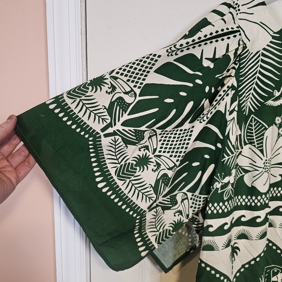 Farm Rio Parrot Floral Tropical Kimono Sleeve Shift Mini Open Back Dress - Picture 11 of 12